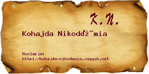 Kohajda Nikodémia névjegykártya
